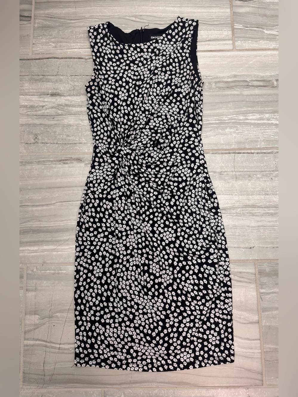 Dkny Black Dress with White Daisy Print